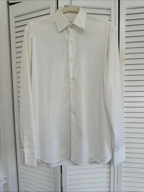 Prada Men's White Long-Sleeve Dress Shirt